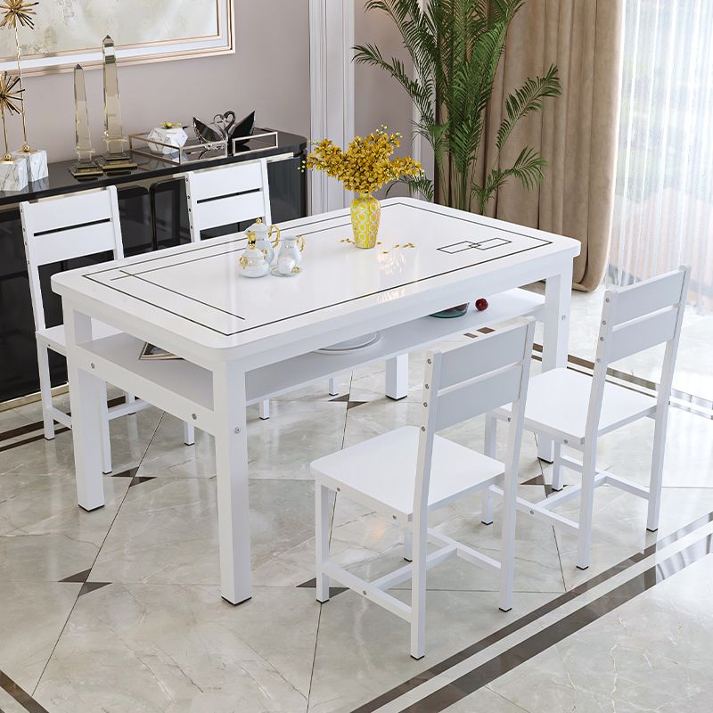 Modern Tempered Glass Desktop Rectangle Dining Table for Dining Room