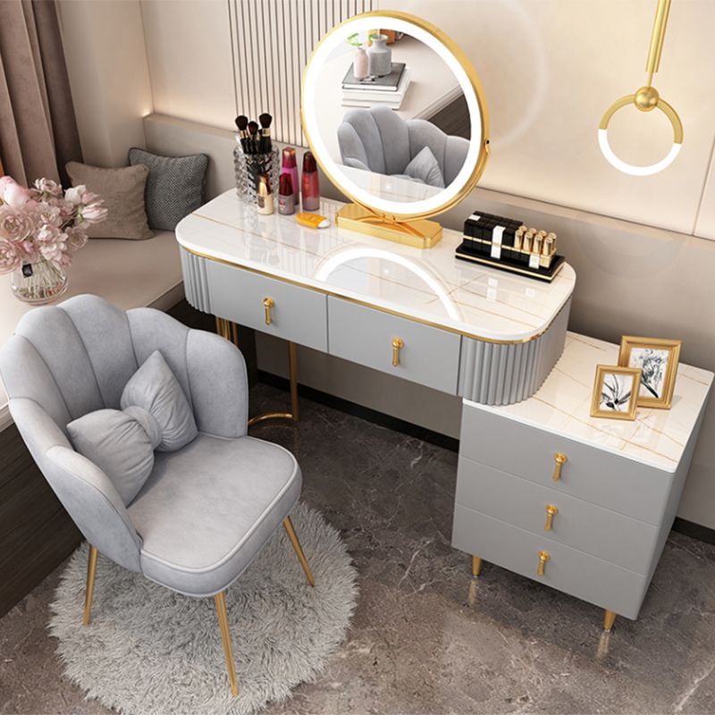 Contemporary With Drawer Gray Wooden Mirror Bedroom Make-up Vanity