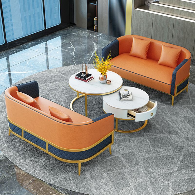 27.55" W x 29.52" H Faux Leather Sloped Arm Sofa Contemporary Standard Sofa