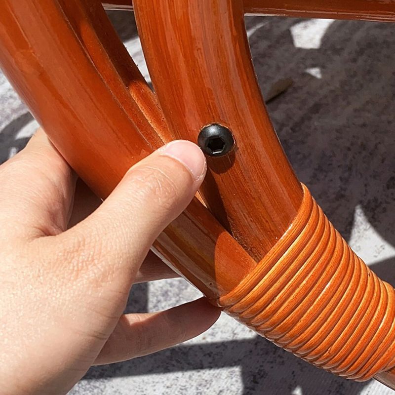 Traditional Rocking Chair Rattan Spindle Backrest Built-in Armrest Indoor Rocking Chair