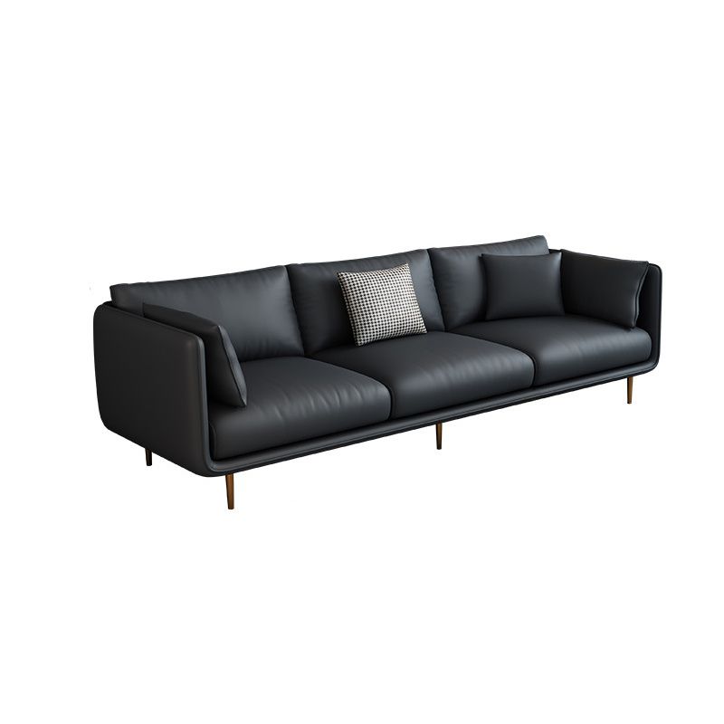Contemporary Sofa with 3 Pillows Suare Arm Couch for Living Room