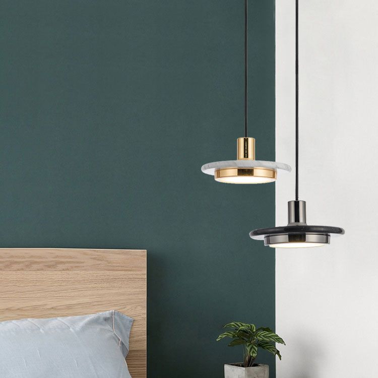 Stone Circle Pendant Lighting Fixture Minimalist LED Hanging Light Kit for Living Room