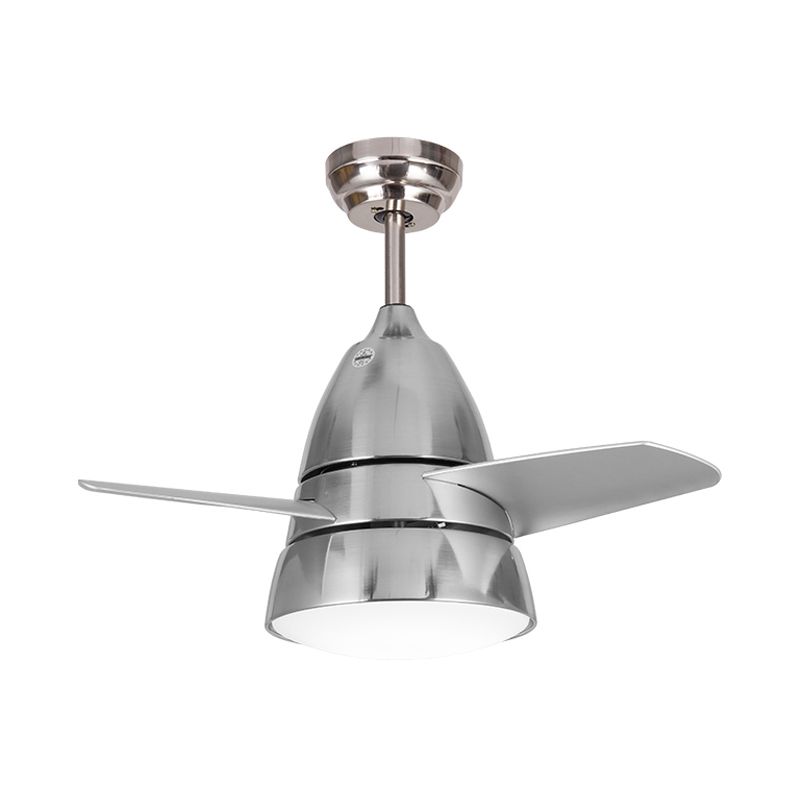 26" W Gold/Silver Ring Ceiling Fan Lighting Simplicity 1 Bulb LED Metal Semi Flush Mount for Bedroom, 3 Blades