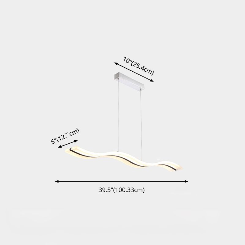 White Wave LED Island Light in Modern Concise Style Stainless-Steel Pendant Light with Acrylic Shade