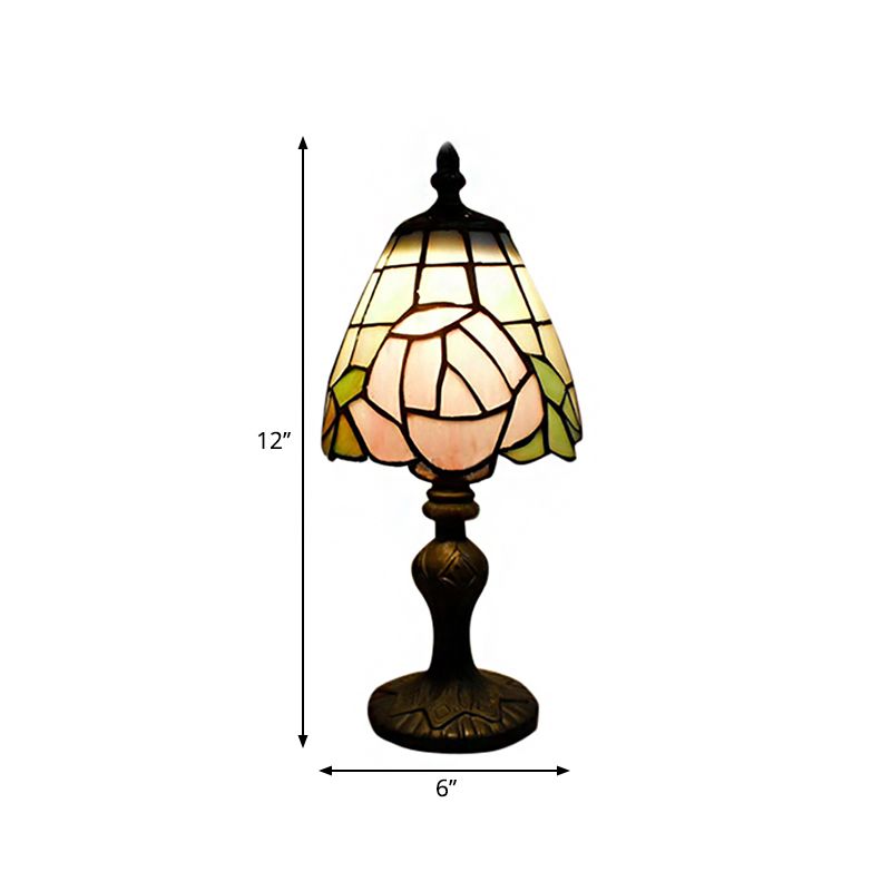 Lampada da tavolo rosa Lampada d'accento a 1 luce in vetro colorato rustico in bianco e rosa per comodino