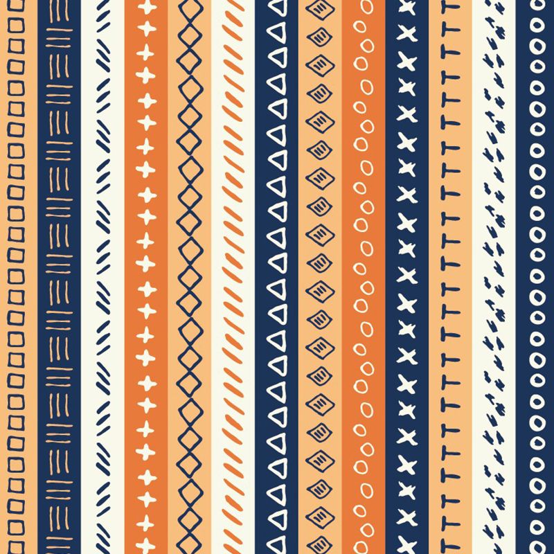 Whole Stripes Wall Covering Mural Bohemia Ethnic Geometric Wall Decor in Blue-Orange-Yellow