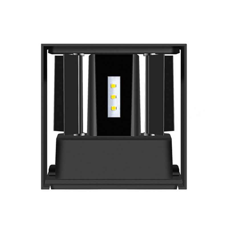 Modern Style Square Wall Lighting Fixtures Metal 2 Lights Wall Washer Sconce in Black