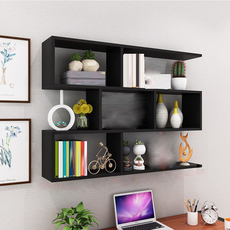 Modern Open Wall Mounted Shelf Bookcase Engineered Wood Bookshelf for Study Room