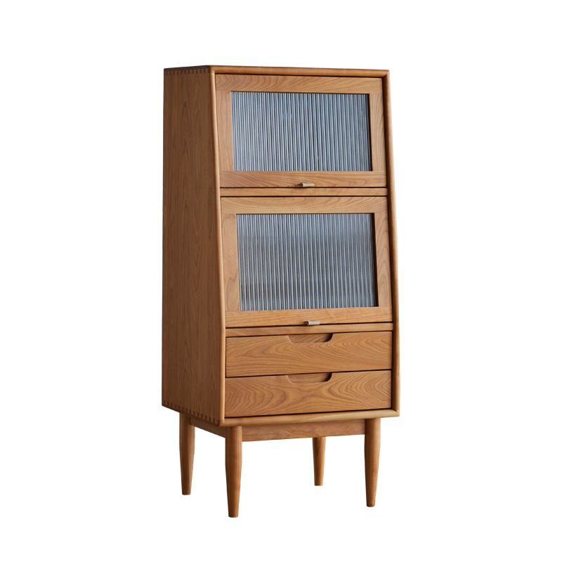Water Resistant Storage Cabinet Solid Wood Glass Paned Cabinet