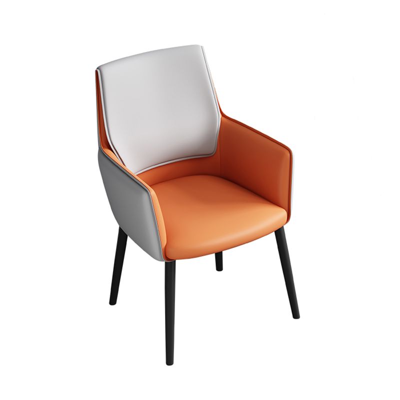 Faux Leather Upholstered Chair Contemporary Kitchen Dining Arm Chair