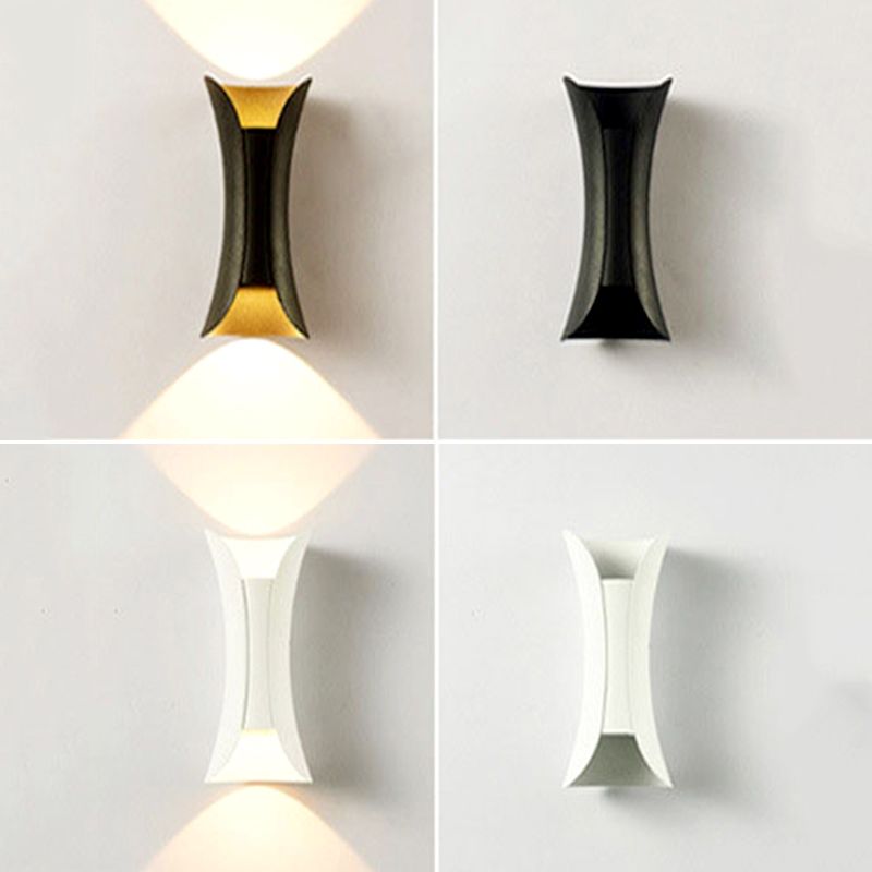 Lámpara de luz de pared curva de aluminio estilo moderno de 2 luces lámpara en blanco y negro
