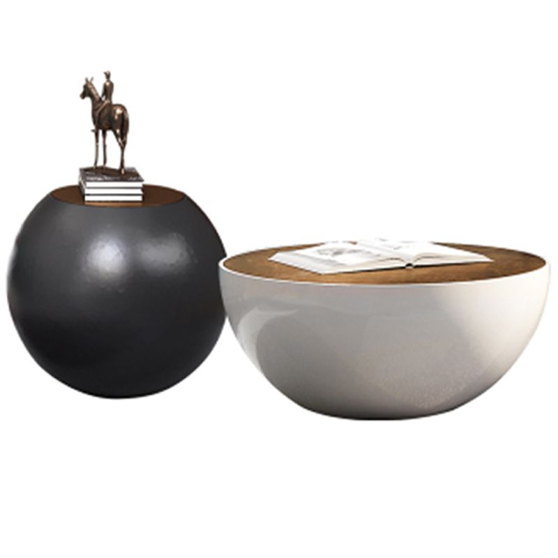 Abstract Coffee Cocktail Table with Trunk Storage Modern Round Glass Top