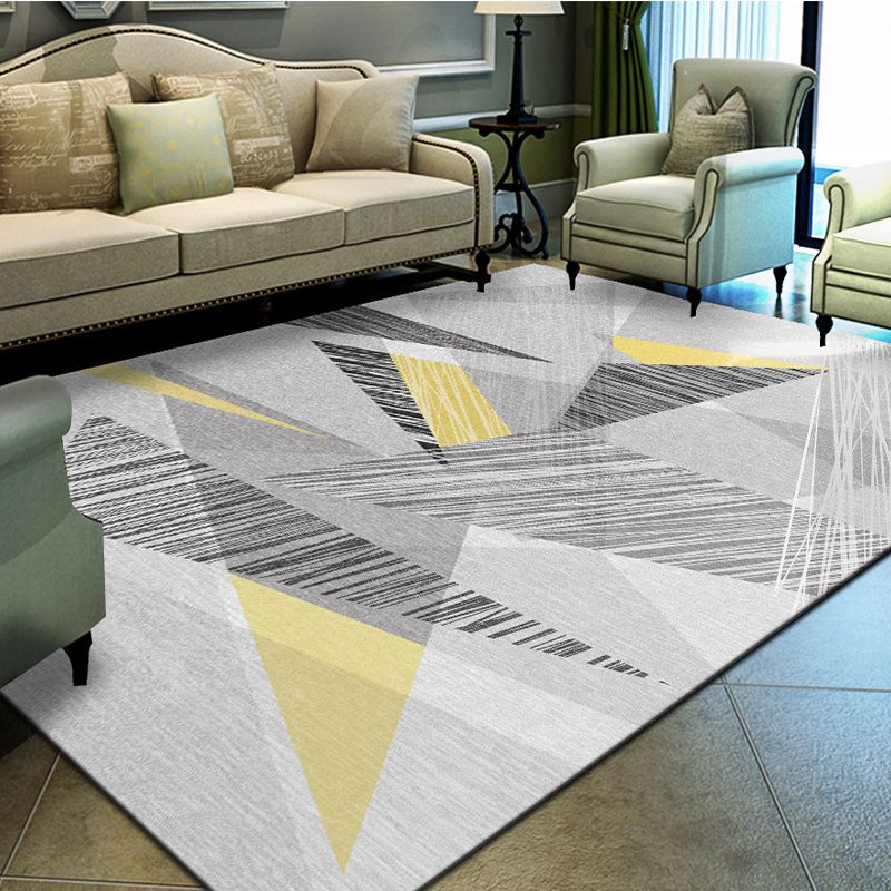 Unique Geometrical Print Rug Multi Color Modern Carpet Synthetics Stain Resistant Washable Non-Slip Backing Rug for Home