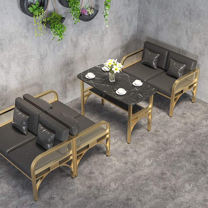 Table de cuisine en pierre industrielle industrielle table de cuisine table noire avec cadre doré