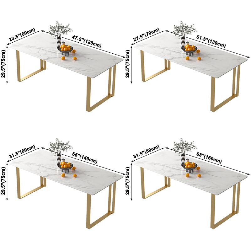 Traditionele luxe rechthoekige eettafel gesinterde stenen eettafel met dubbele voetstuk