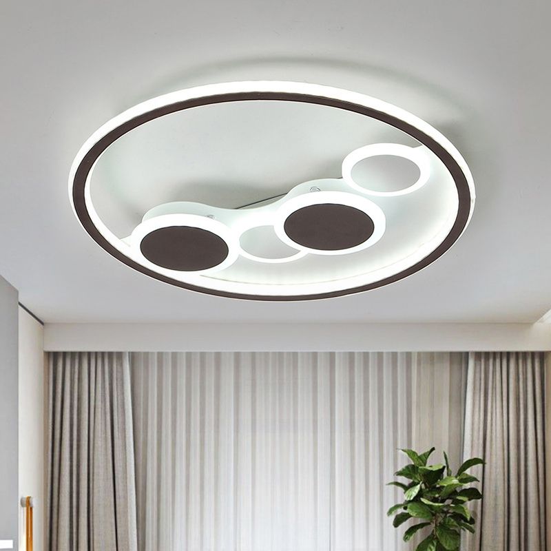 Circle Acrylic Flush Mount Lighting Modernism Coffee LED Ceiling Lamp in Warm Light/White Light/Remote Control Stepless Dimming, 18.5"/23" Wide