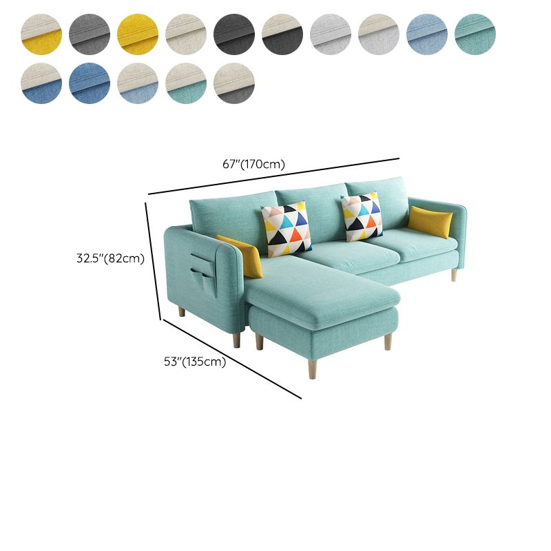 Scandinavian 32.28 " H Cotton Blend Square Arm Sofa & Chaise