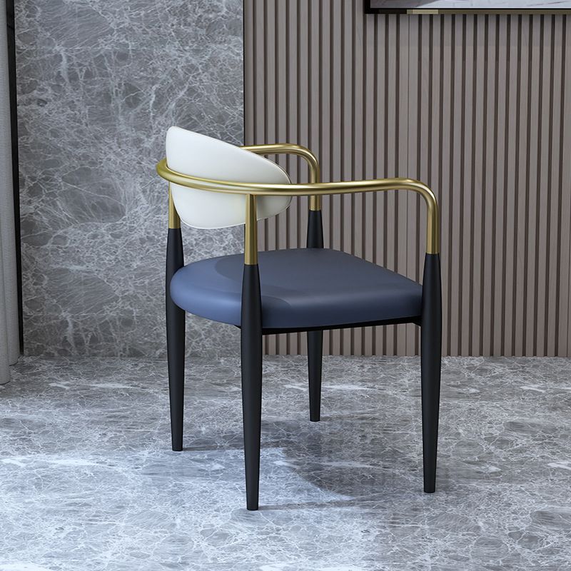 Modern Faux Leather Dining Chair Open Back Dining Side Furniture in Matte Finish for Home