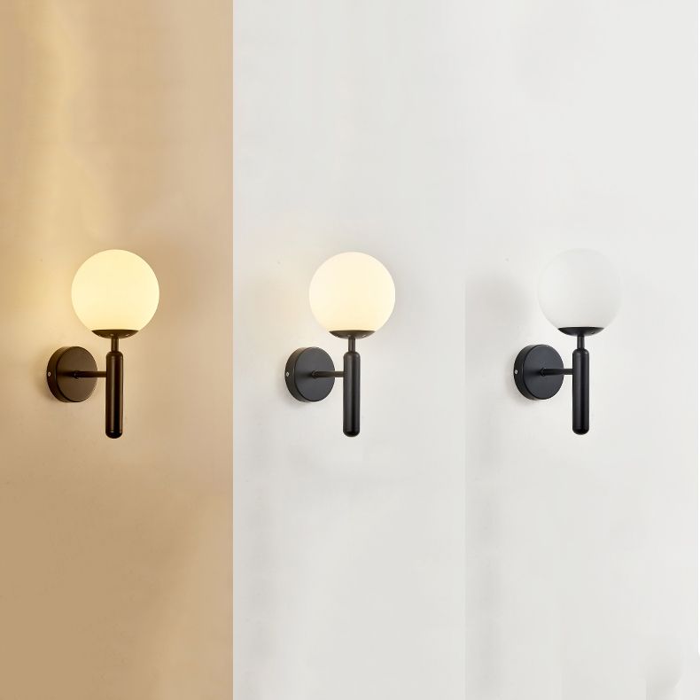 1 Light Ball Wall Lighting Fixtures Modern Style Glass Wall Mounted Lights
