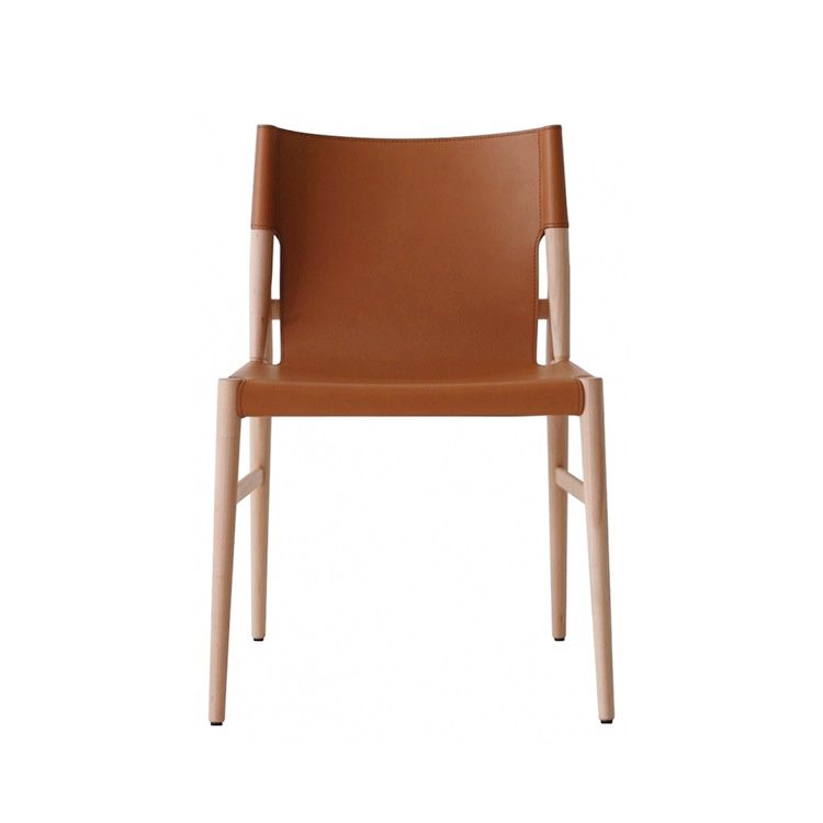 Ash Solid Wood Side Chair Contemporary Leather Armless Dining Chair