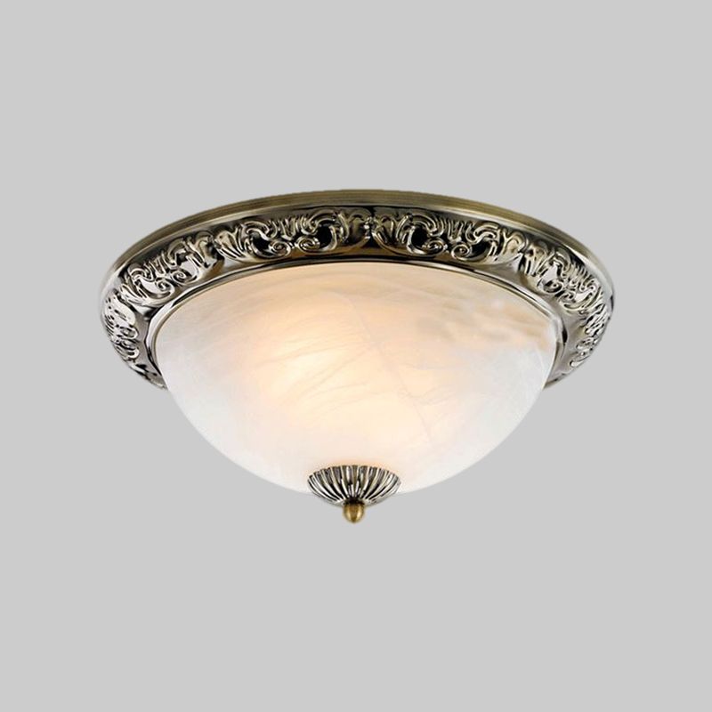 Frosted Glass Bronze/Copper Flushmount Lighting Cone 2 Bulbs 11"/13"/15" W Vintage Close to Ceiling Lamp