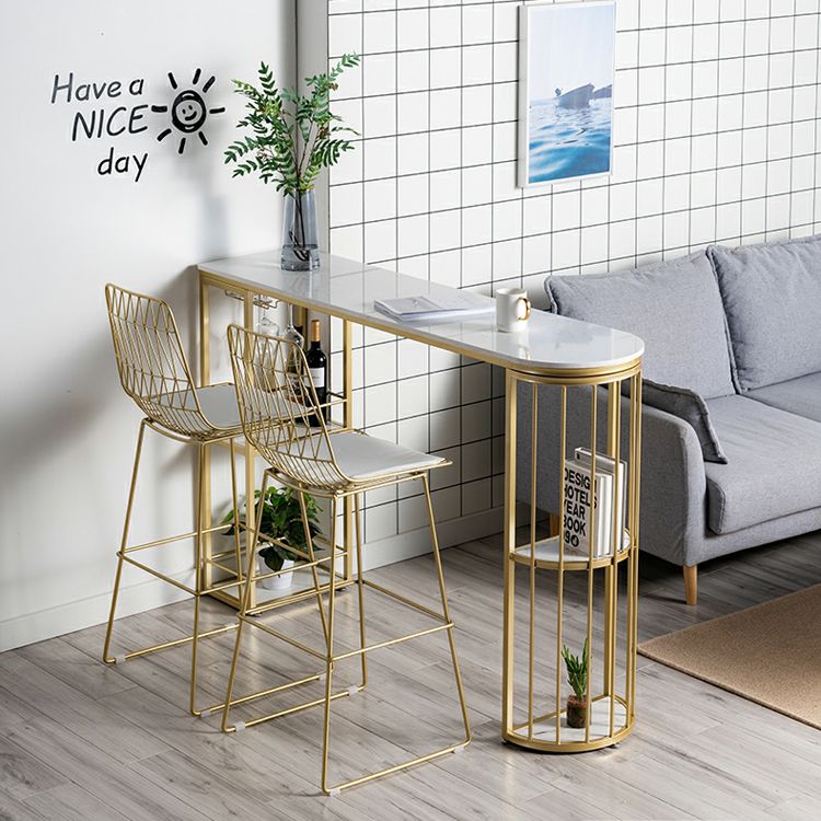 1/2/3 Pieces Marble Bar Table Set Glam Matte Finish Bar Stool and Table Set