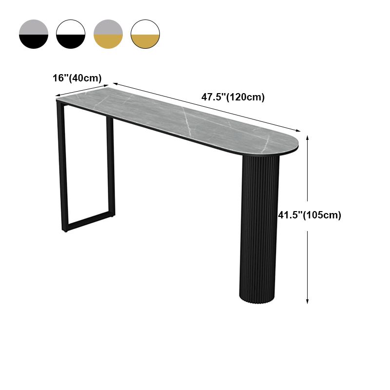 Glam Stone Pub Bar Table Indoor Iron Double Pedestal Bar Dining Table