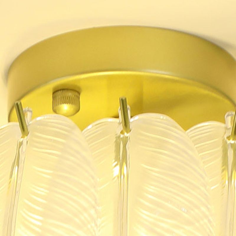 Nordic Circle Semi-Flush Mount Ceiling Light Glass Bedroom Semi Flush Ceiling Light in Gold
