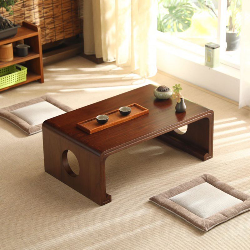 Rectangular Abstract Base Design Nordic Style Coffee Table Made of Solid Wood