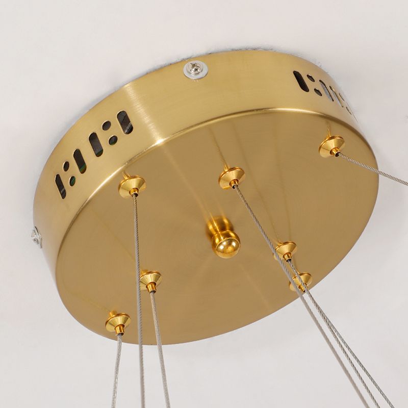 Gold Crystal Hanging Pendant Lights Contemporary style Tiered Hanging Lamps for Living Room