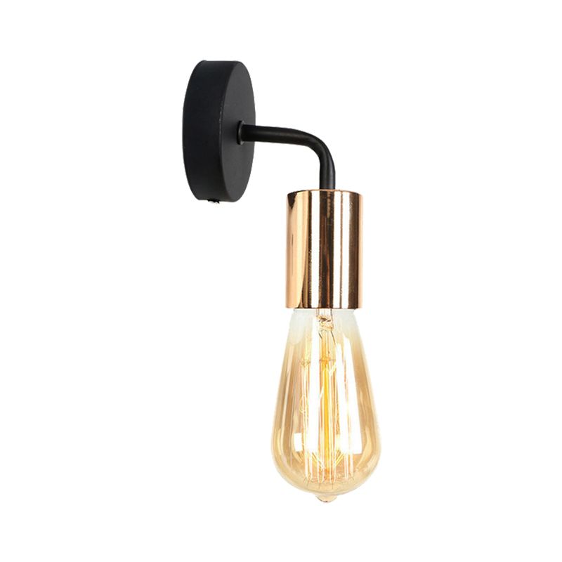 Brass/rame Open Bulb Sconce Light con braccio curvo in stile industriale Metal 1 illuminazione da parete da letto leggero