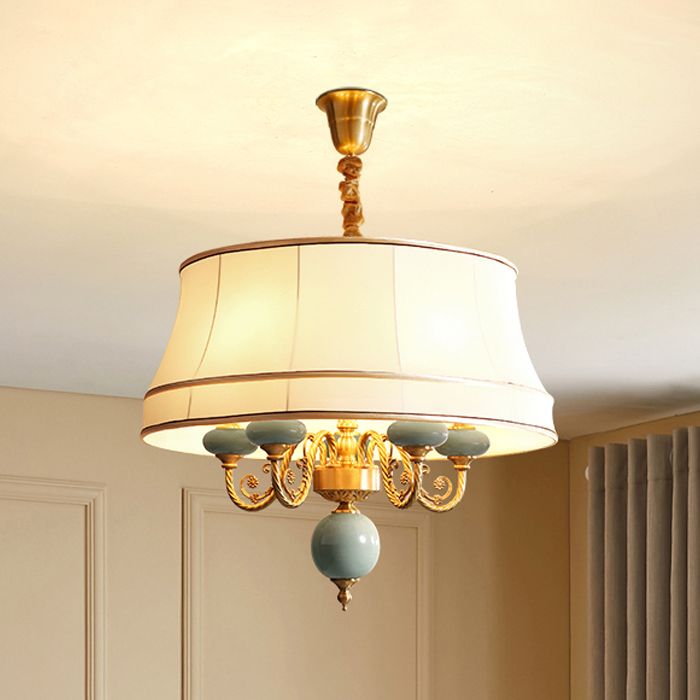 Traditional Copper Chandelier Lighting Fixtures Multi-Head Gold Suspension Light for Living Room