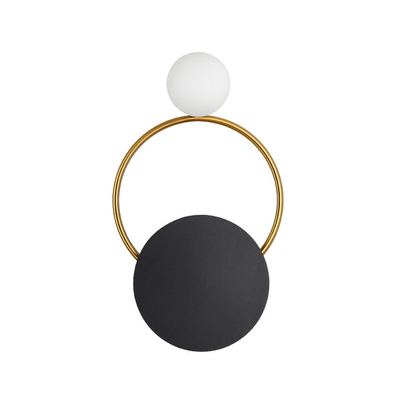 Zwart afgeronde wandlamp Modernisme Modernisme Led metalen wandgemonteerde verlichting in wit/geel licht