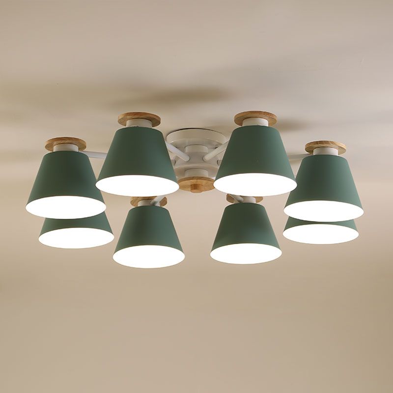 Contemporary Flush Light Fixtures Iron Cone-Shaped Macaron Flush Mount Lamp