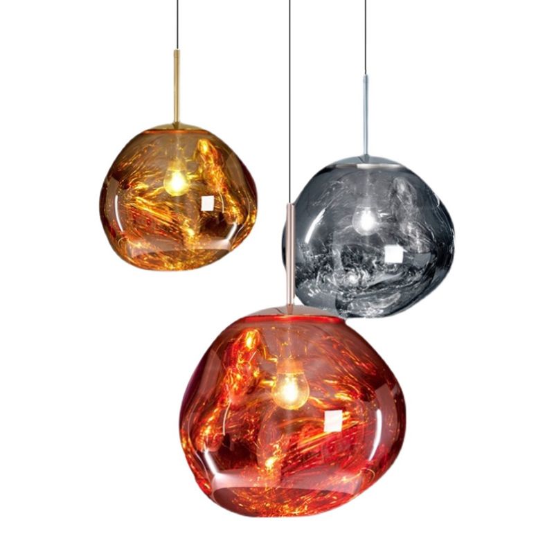 Contemporary Colorful Glass Hanging Light Creative Metallic Pendant Lighting Fixture