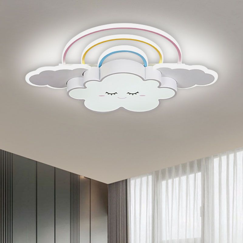 Wolk en regenboog plafondgemonteerd armatuur Cartoon acryl kinderkamer LED-inbouwlamp in wit/roze