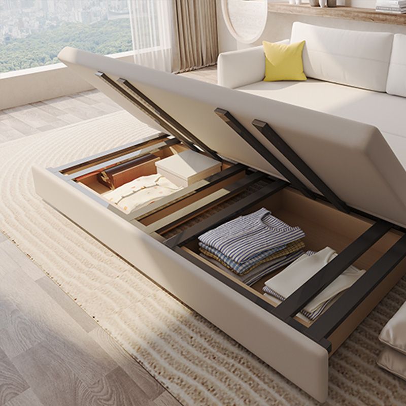 Glam Wooden Futon with Mattress Futon Sofa Bed Square Arms Sleeper Sofa