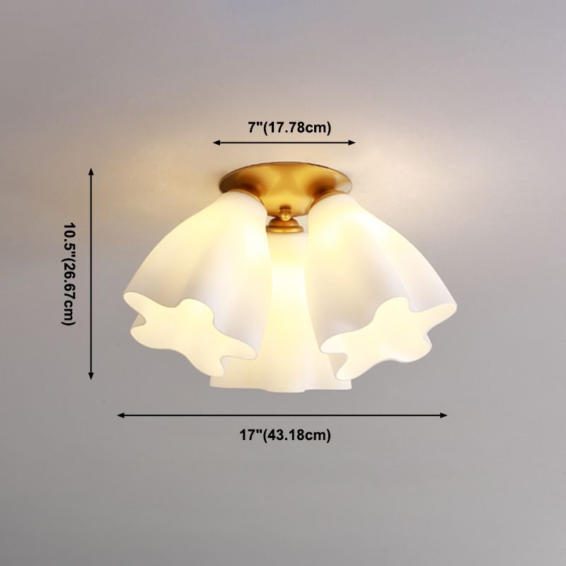 Lampada da soffitto moderna in oro con montaggio a incasso per camera da letto con paralume in vetro floreale