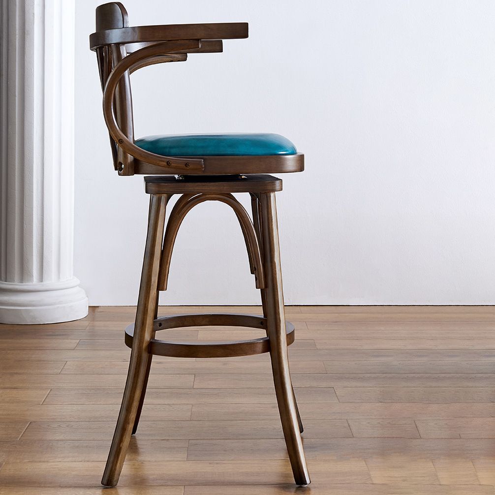 Contemporary Wood Stool Faux Leather Counter Stool in Matte Finish for Home