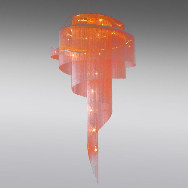 Aluminum Spiral Fountain Chandelier Minimalist LED Hanging Light Fixture for Living Room