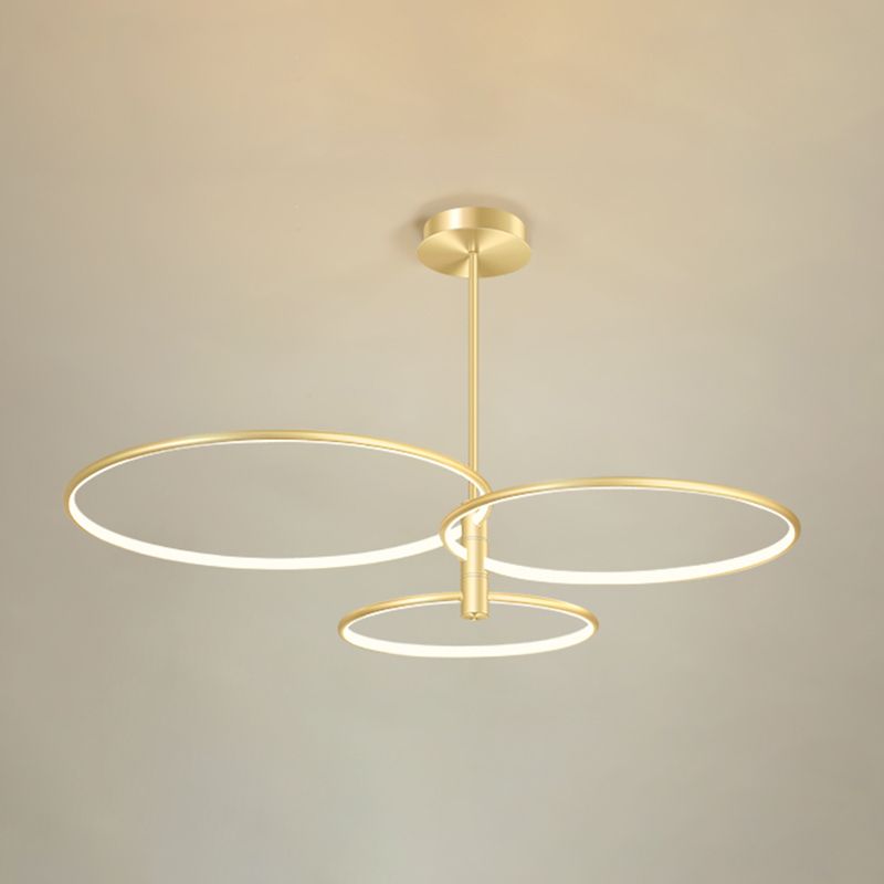 Round Chandelier Light Fixtures Modern Multi-Tier Gold Suspension Pendant Lamps