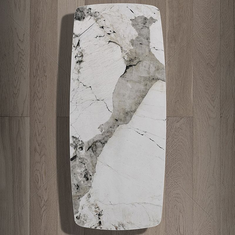 Metal Contemporary Rectangular Table Sintered Stone Top Table for Dining Room and Kitchen