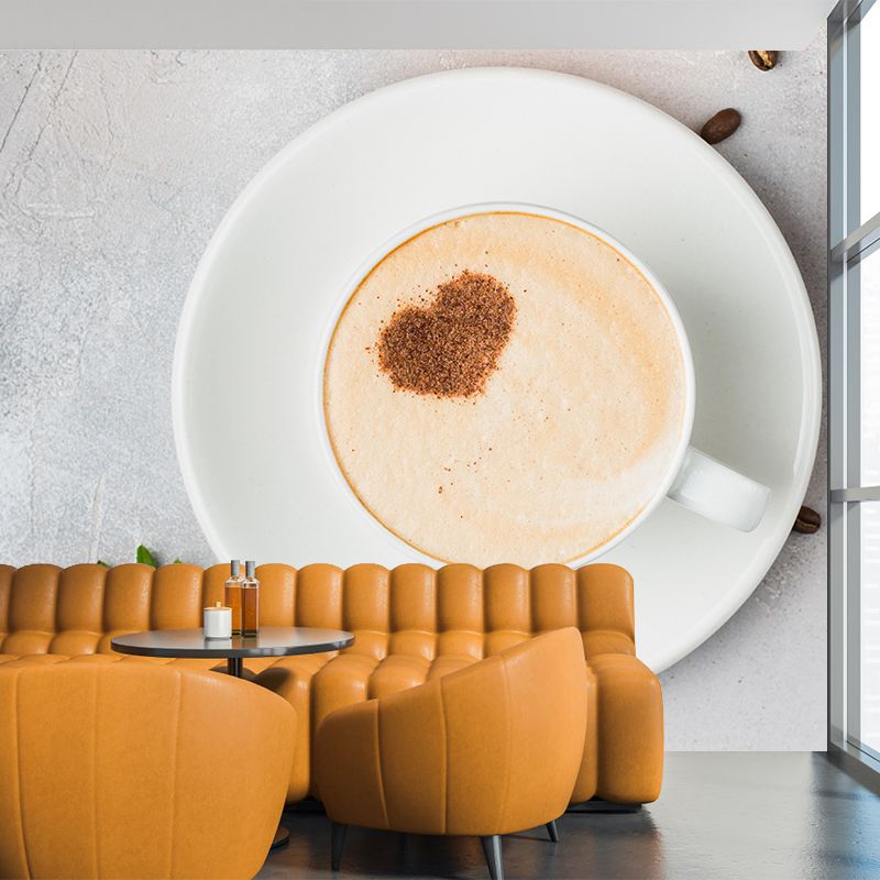 Customized Coffee Pattern Mural Wallpaper Stain Resistant Wall Covering for Coffee Shop
