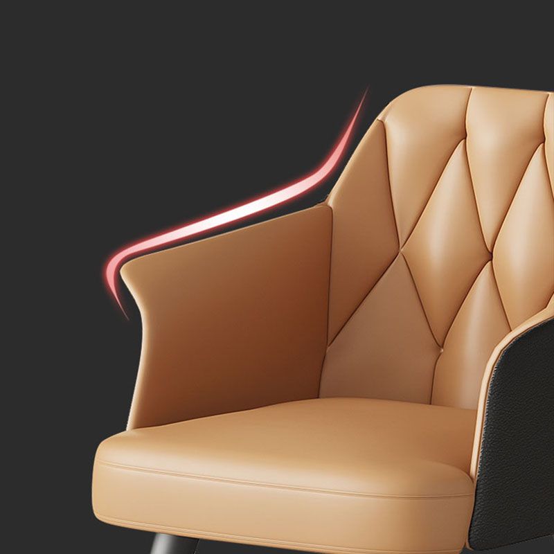 Glam Metal Dining Arm Chair Upholstered Side Chair for Home Use