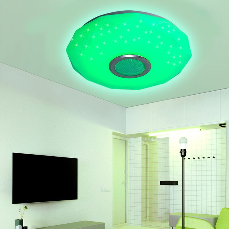 Flush Mount Ceiling Fixture LED Light Wireless Mobile Phone Control Shop Indoor Light