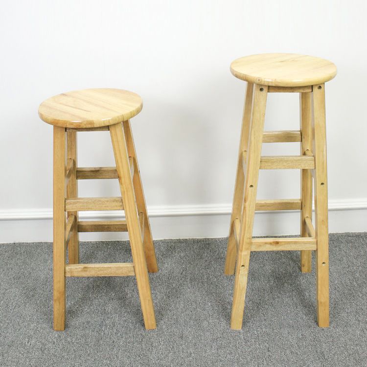 Industrieller Bar- und Thekenhocker, runder Holzhocker mit 4 Beinen