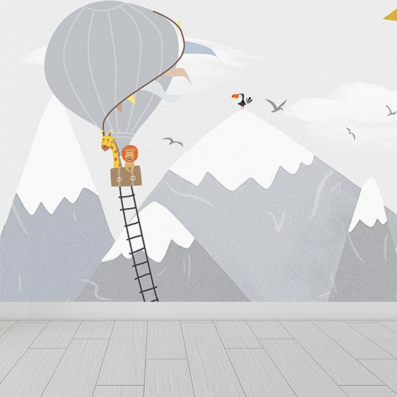 Waterproof Balloon and Mountain Mural Children's Art Non-Woven Wall Decor, Custom