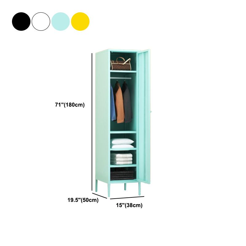 Matte Finish Cabinet with Garment Rod Contemporary Metal Storage Cabinet with Hinged Door