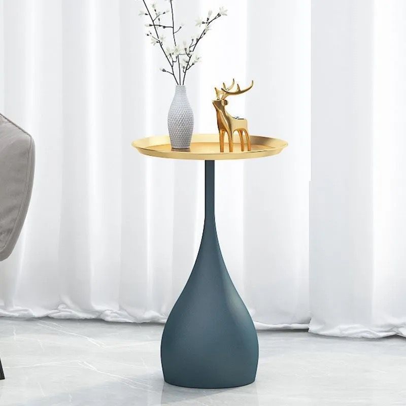 23.6 inch Tall Metal Side Table Minimalist Pedestal End Table