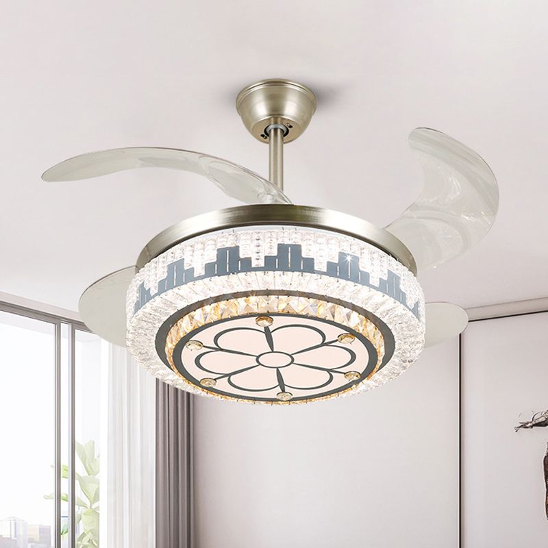 Geschichtete Esszimmer Hängende Lüfterleuchte leichte kristall 19 "breite LED Moderne Semi -Flush Deckenlampe, 4 Klingen